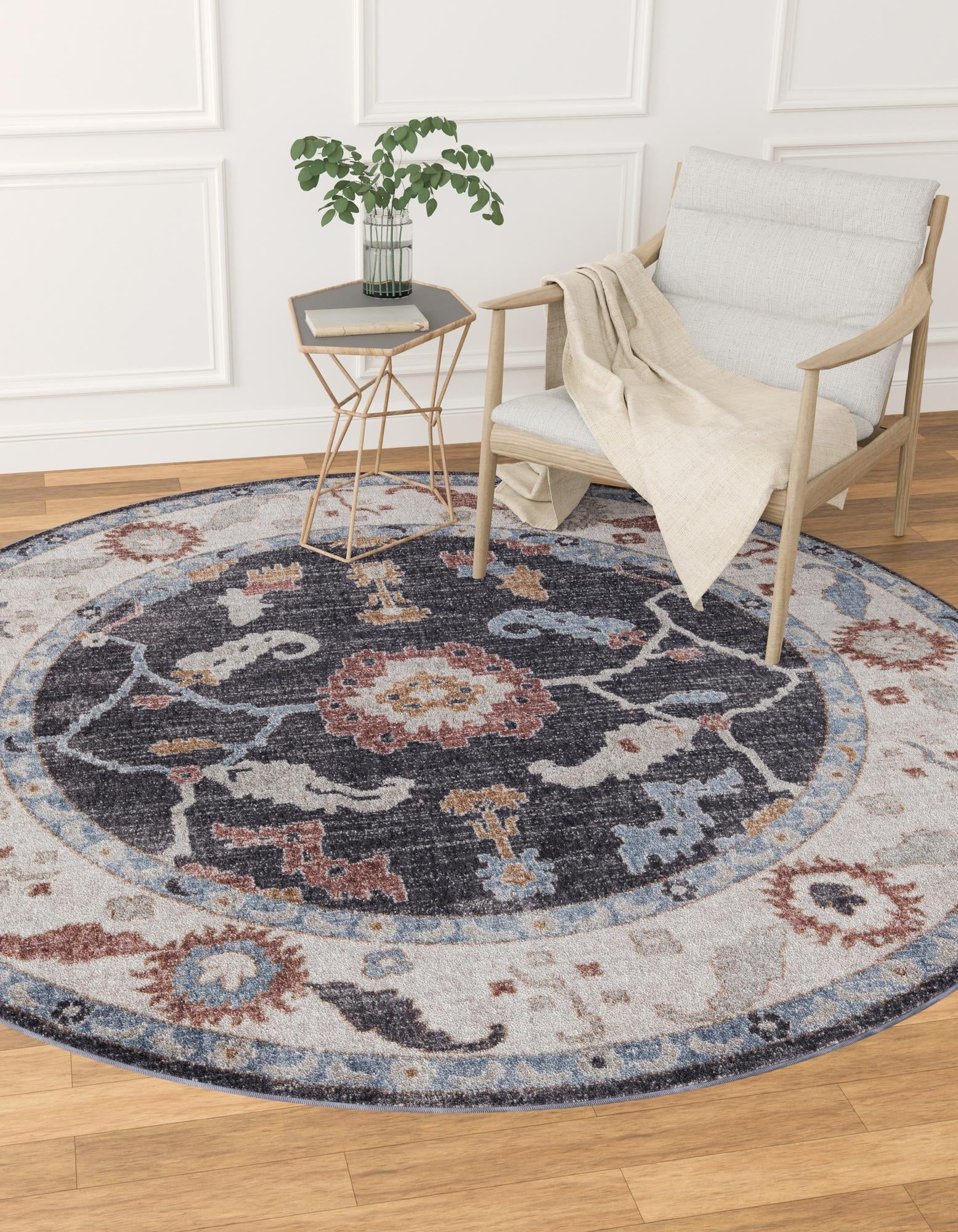 3' 3 x 3' 3 Eco Traditional Round Rug