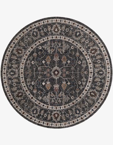 Charcoal Gray Eco Traditional Round Rug