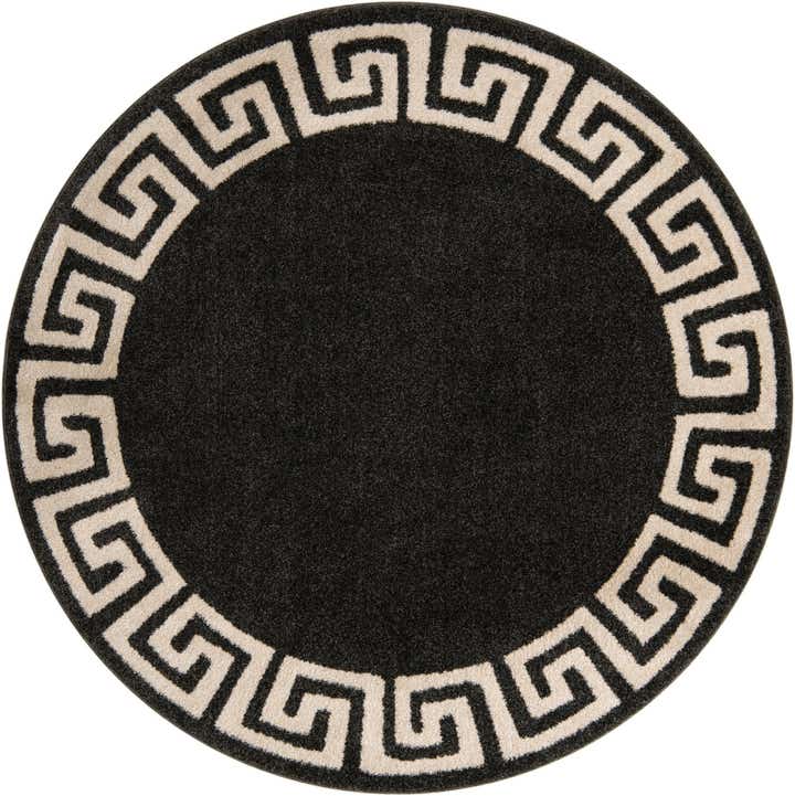 185cm x 185cm Greek Key Rund Teppich