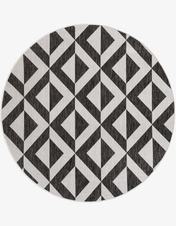 Charcoal Gray Easy-Clean Jill Zarin Napa Indoor / Outdoor Round Rug