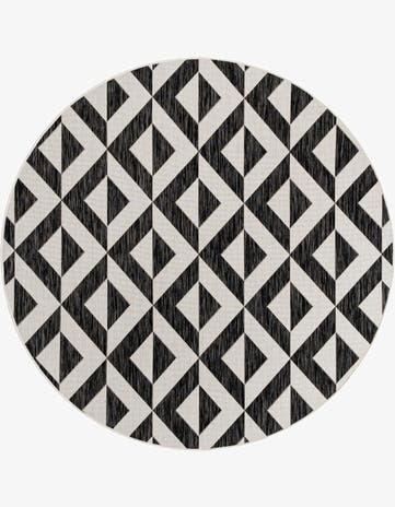 Charcoal Gray Easy-Clean Jill Zarin Napa Indoor / Outdoor Round Rug