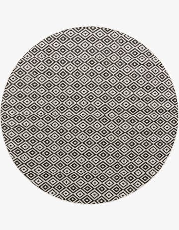 Charcoal Gray Easy-Clean Jill Zarin Costa Rica Indoor / Outdoor Round Rug