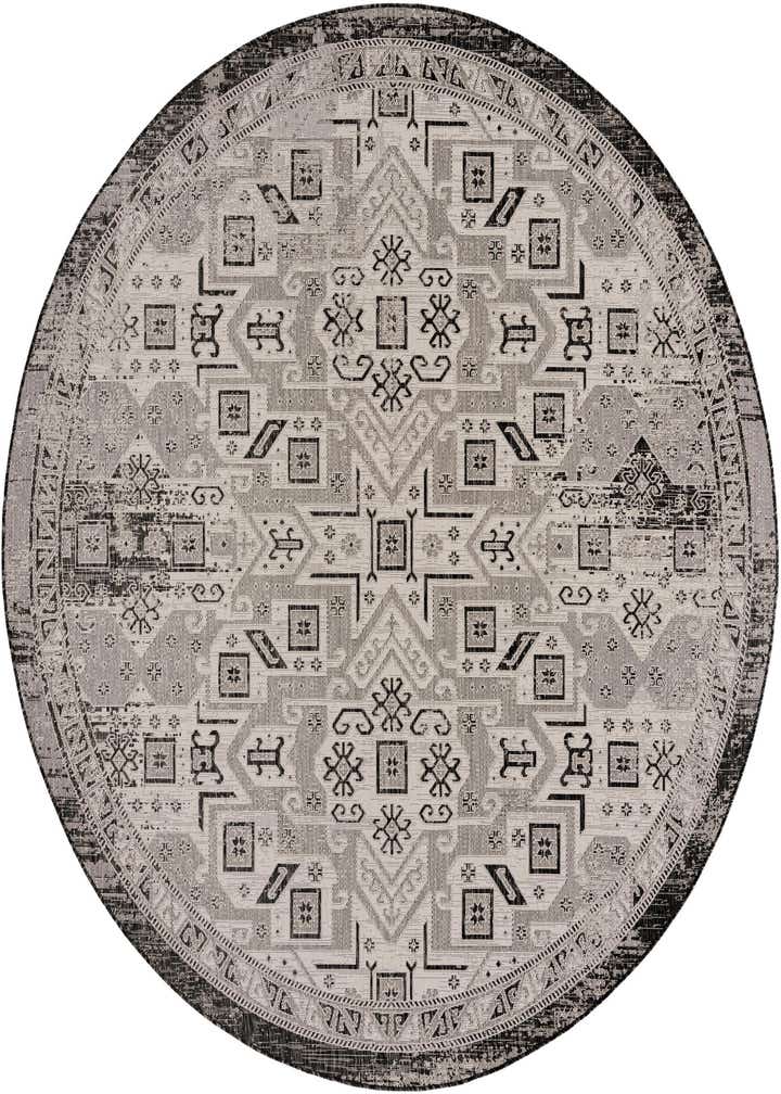 10' x 10' Easy-Clean Aztec Indoor / Outdoor Round Rug