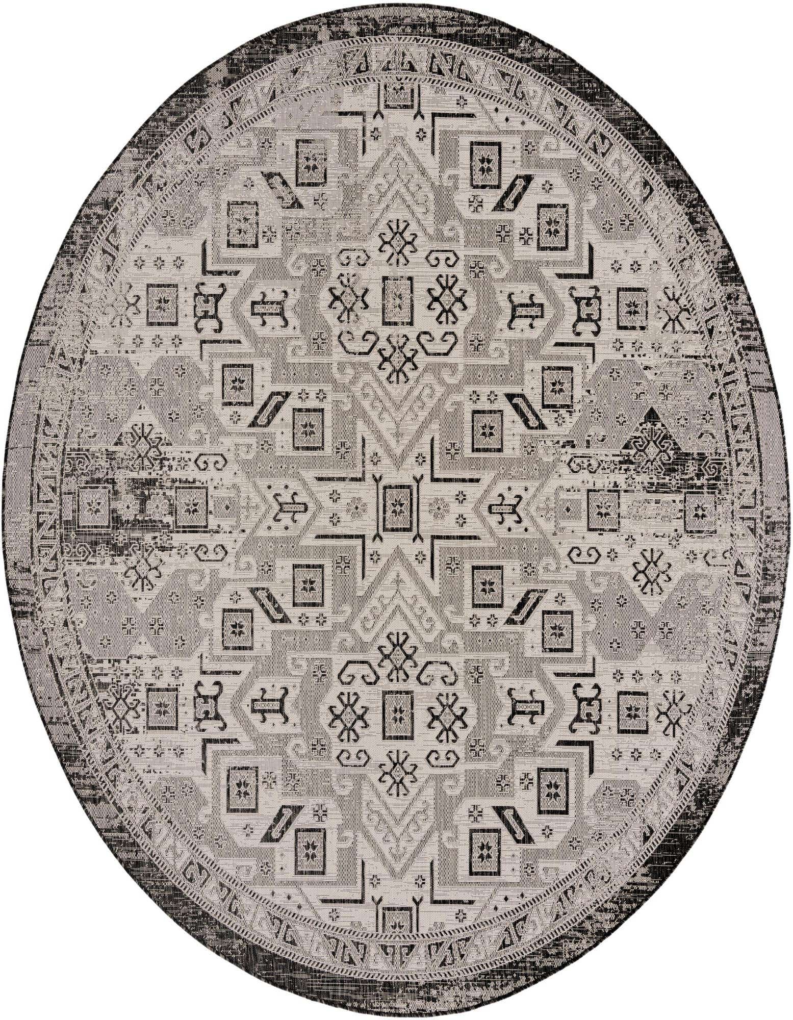 10' x 10' Easy-Clean Aztec Indoor / Outdoor Round Rug