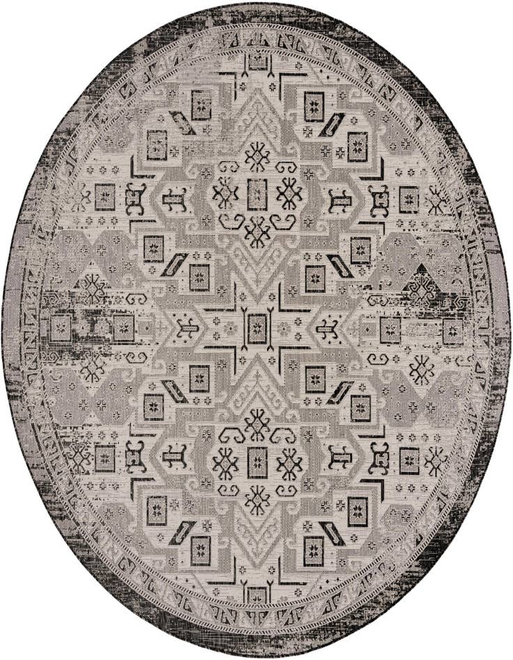 Detail image of 10' x 10' Easy-Clean Aztec Indoor / Outdoor Round Rug