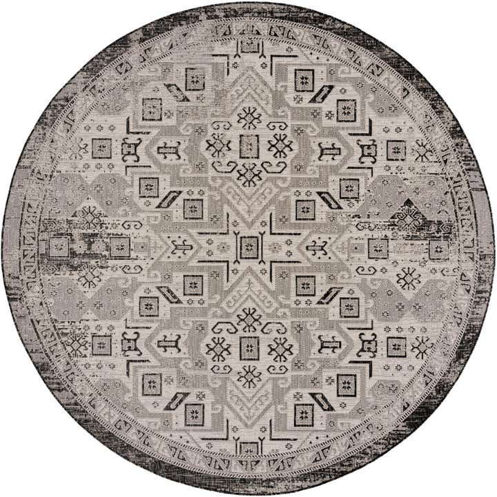 10' x 10' Easy-Clean Aztec Indoor / Outdoor Round Rug