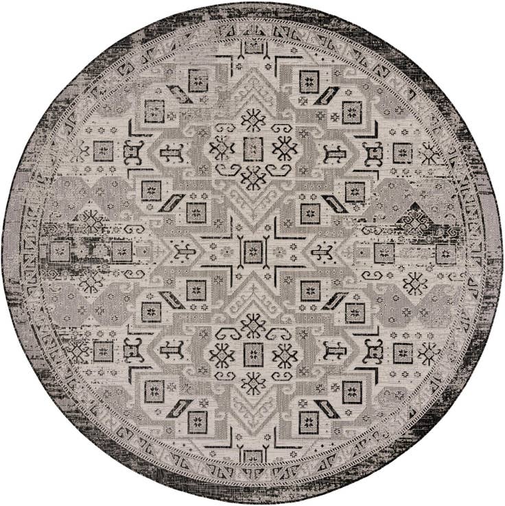 Detail image of 10' x 10' Easy-Clean Aztec Indoor / Outdoor Round Rug