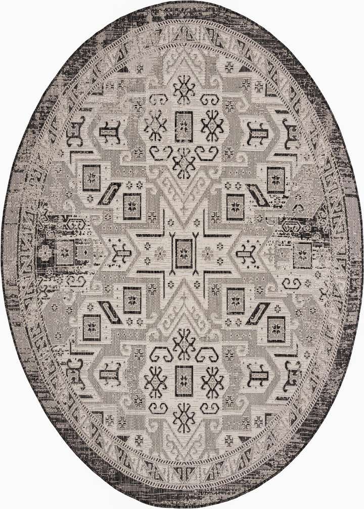 7' 10 x 7' 10 Easy-Clean Aztec Indoor / Outdoor Round Rug