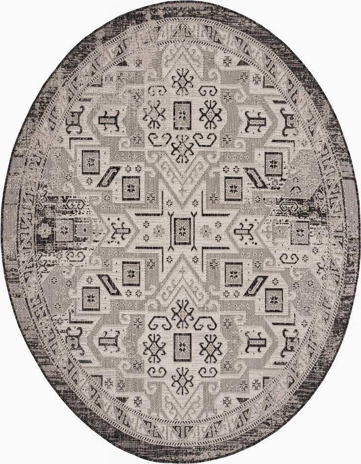 Detail image of 7' 10 x 7' 10 Easy-Clean Aztec Indoor / Outdoor Round Rug