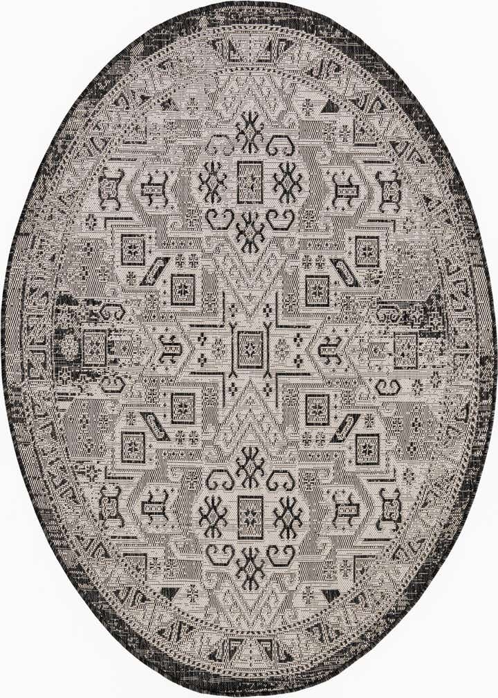 5' 3 x 5' 3 Easy-Clean Aztec Indoor / Outdoor Round Rug