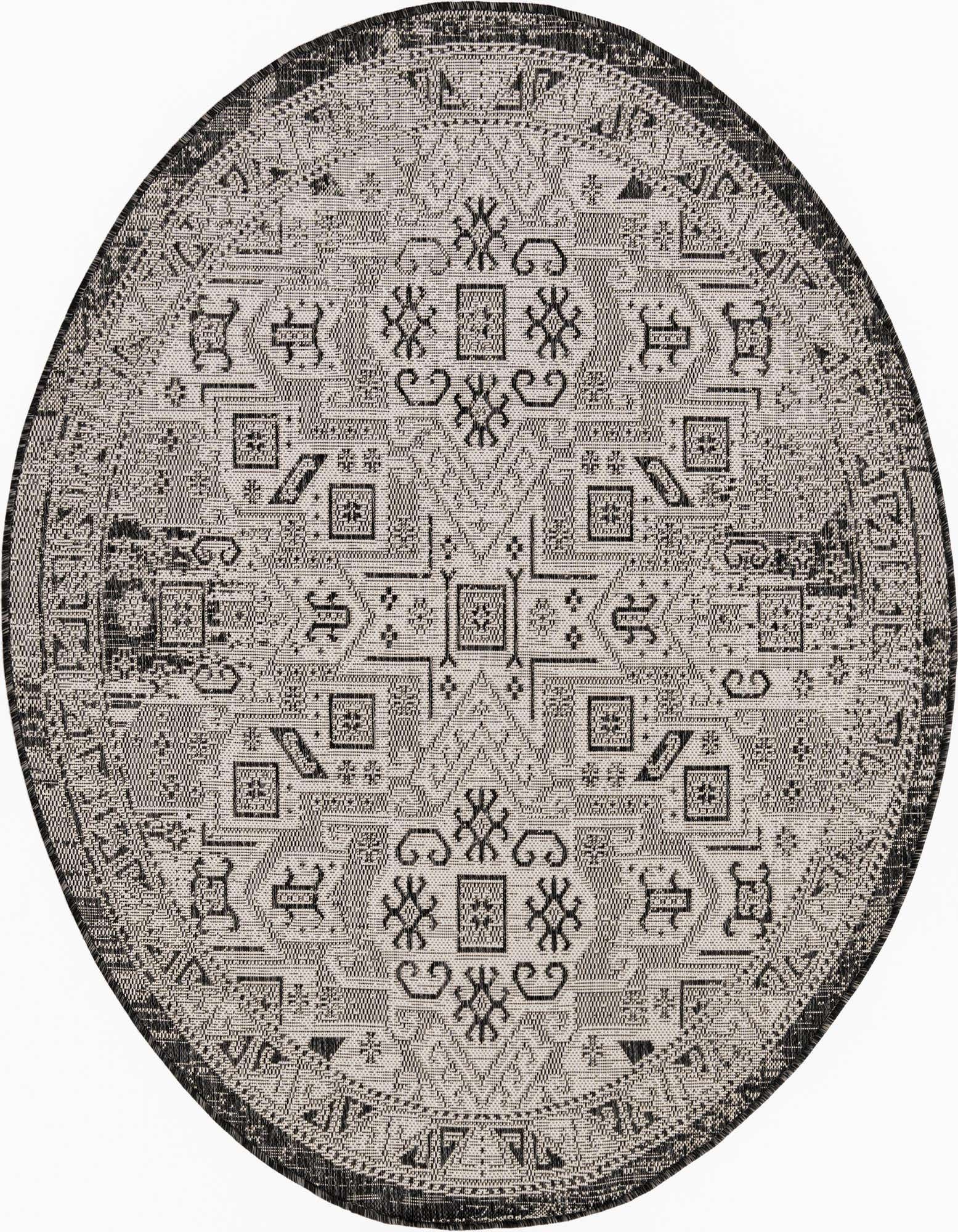 5' 3 x 5' 3 Easy-Clean Aztec Indoor / Outdoor Round Rug