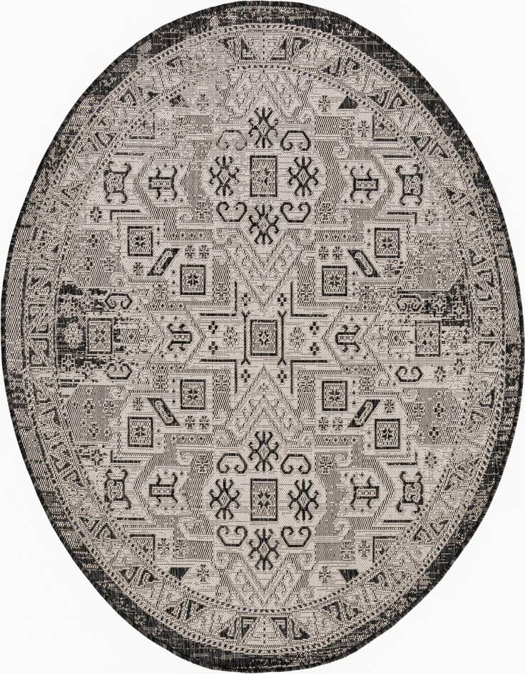 Detail image of 5' 3 x 5' 3 Easy-Clean Aztec Indoor / Outdoor Round Rug