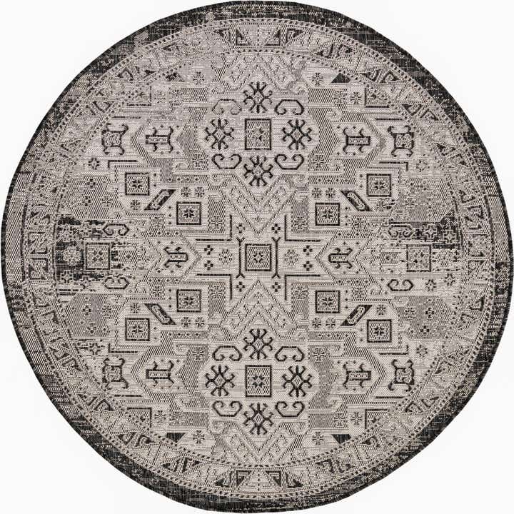 5' 3 x 5' 3 Easy-Clean Aztec Indoor / Outdoor Round Rug