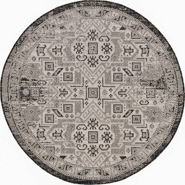Detail image of 5' 3 x 5' 3 Easy-Clean Aztec Indoor / Outdoor Round Rug