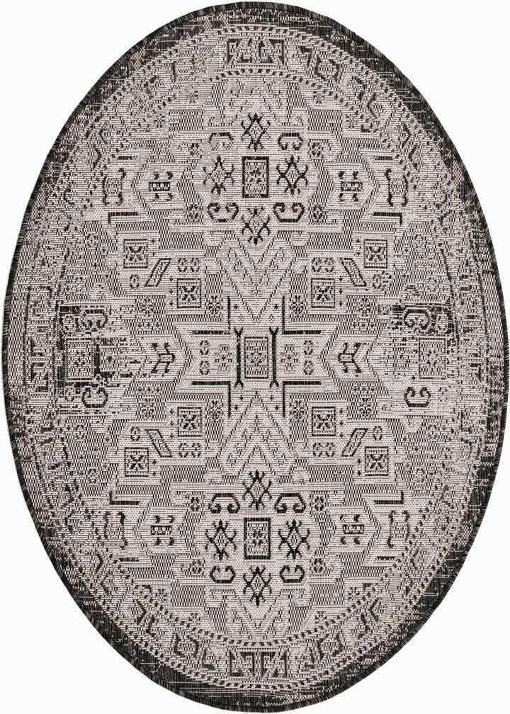 4' x 4' Easy-Clean Aztec Indoor / Outdoor Round Rug