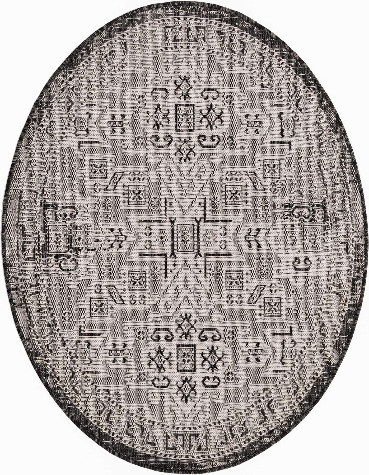 4' x 4' Easy-Clean Aztec Indoor / Outdoor Round Rug