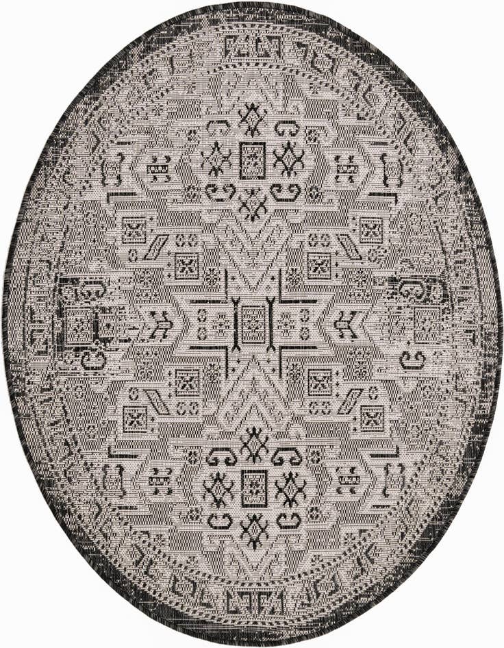 Detail image of 4' x 4' Easy-Clean Aztec Indoor / Outdoor Round Rug