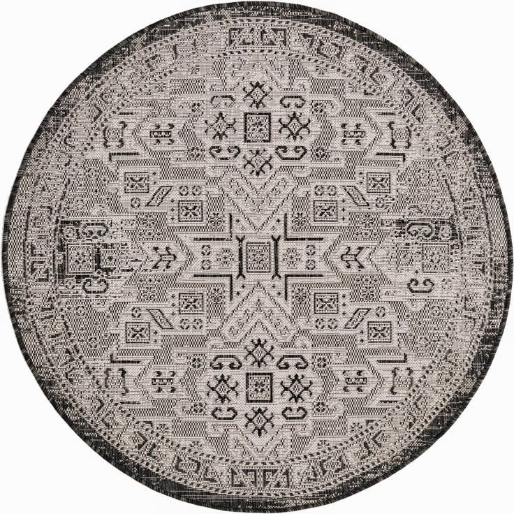 Detail image of 4' x 4' Easy-Clean Aztec Indoor / Outdoor Round Rug
