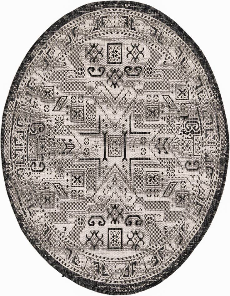 Detail image of 3' x 3' Easy-Clean Aztec Indoor / Outdoor Round Rug