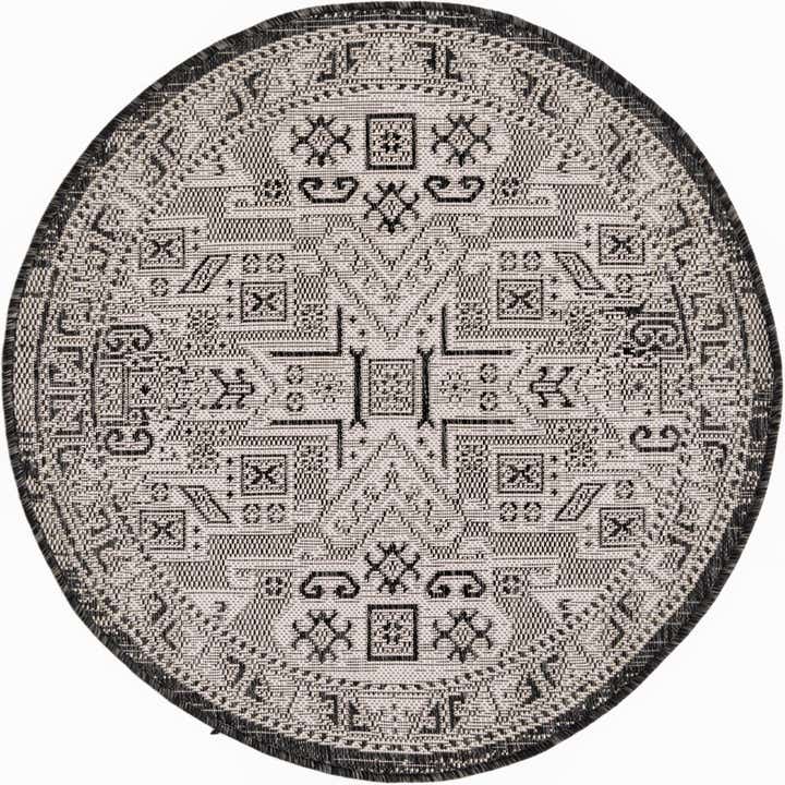 3' x 3' Easy-Clean Aztec Indoor / Outdoor Round Rug
