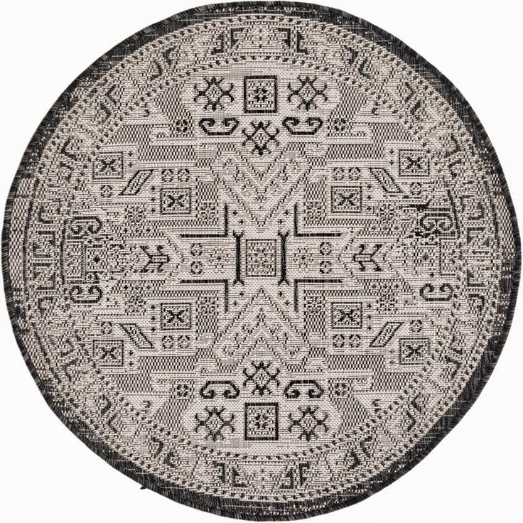 Detail image of 3' x 3' Easy-Clean Aztec Indoor / Outdoor Round Rug