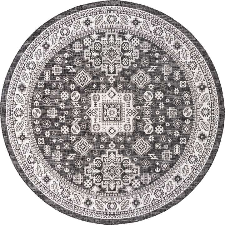 10' x 10' Easy-Clean Aztec Indoor / Outdoor Round Rug