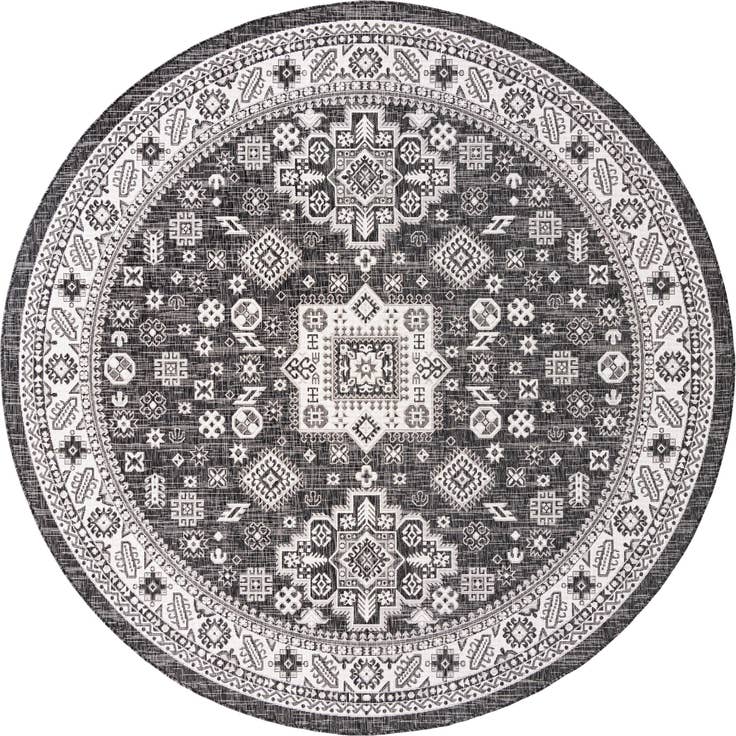 Detail image of 10' x 10' Easy-Clean Aztec Indoor / Outdoor Round Rug