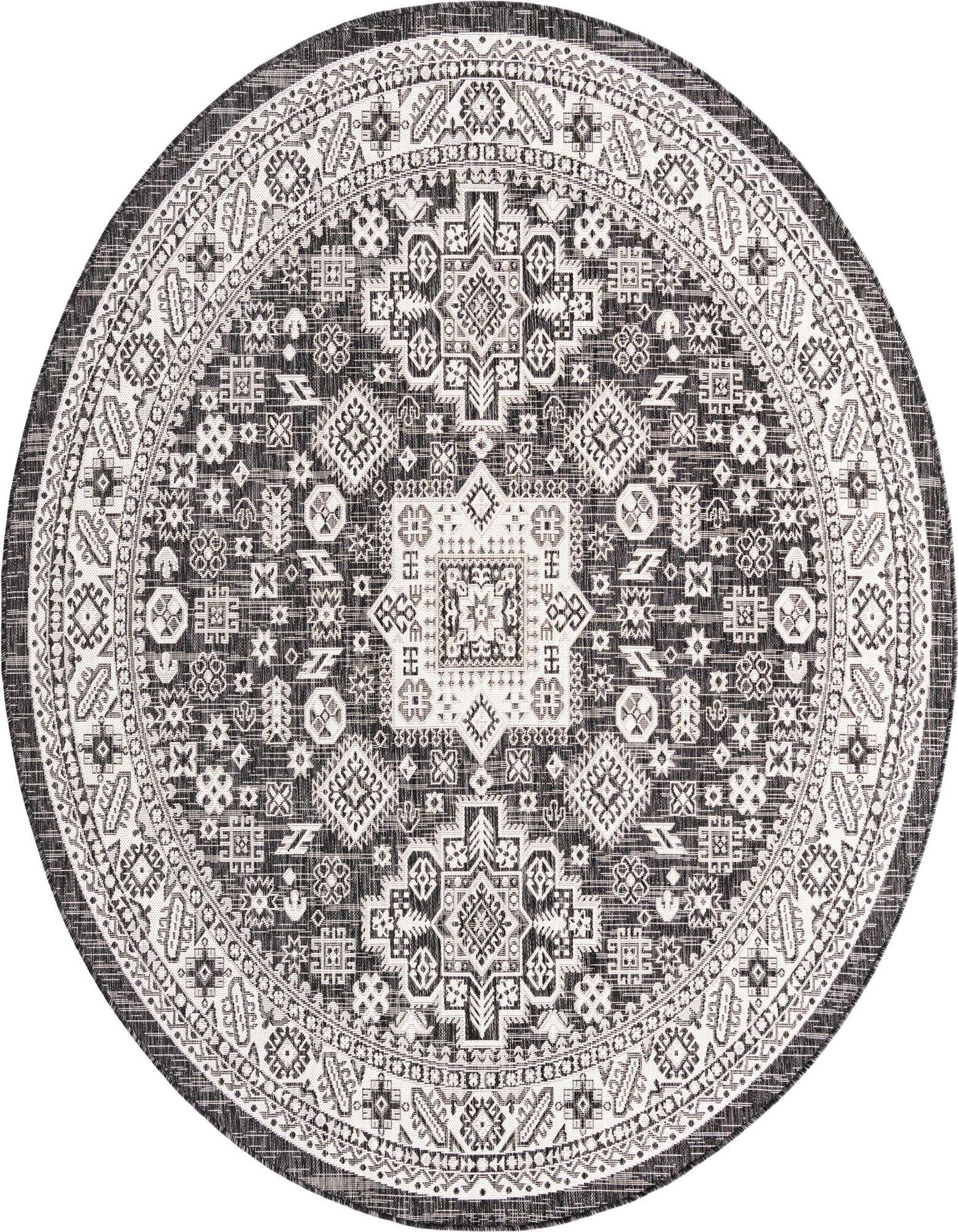 7' 10 x 7' 10 Easy-Clean Aztec Indoor / Outdoor Round Rug