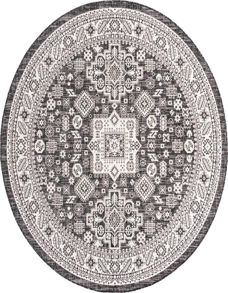 Detail image of 7' 10 x 7' 10 Easy-Clean Aztec Indoor / Outdoor Round Rug