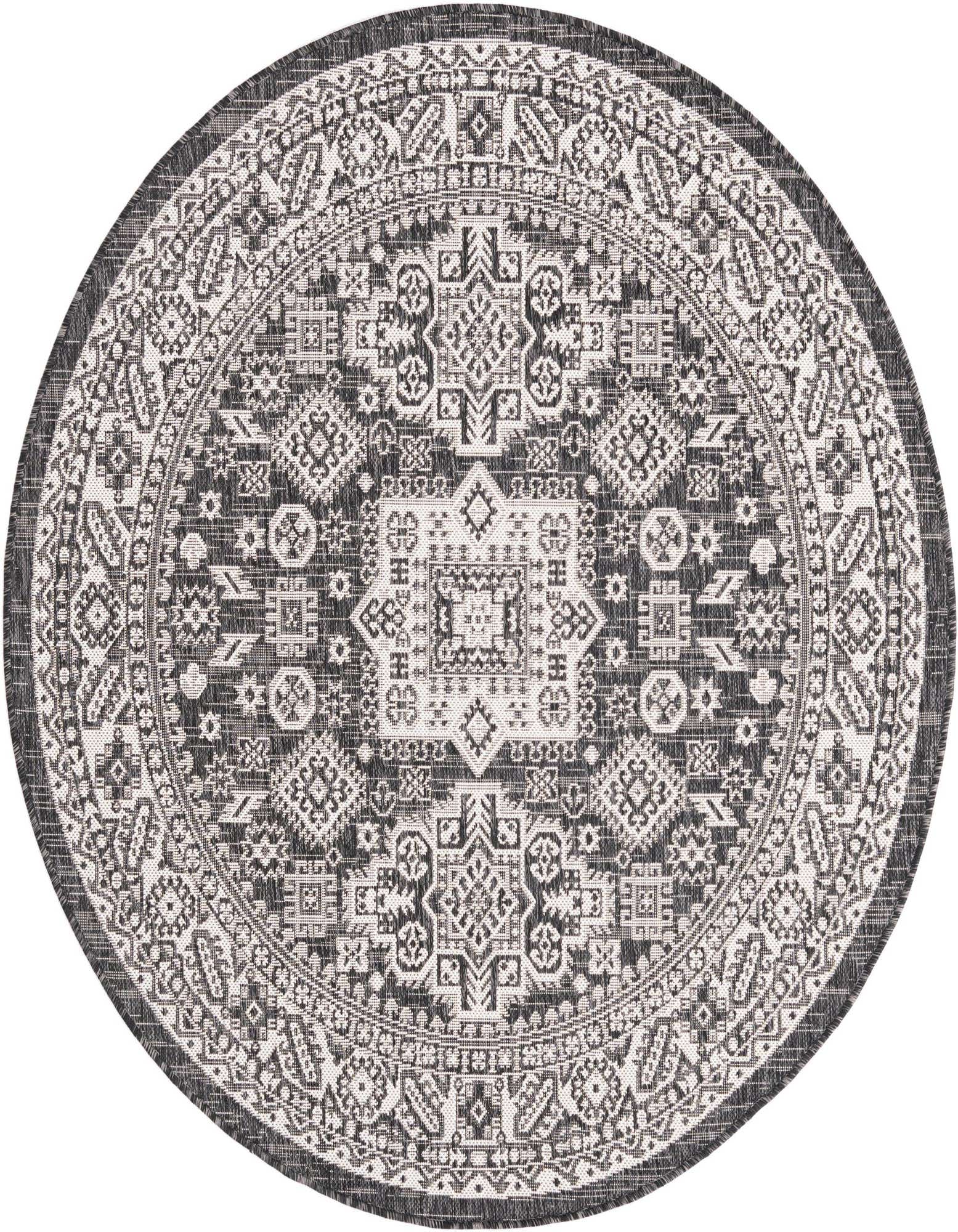 5' 3 x 5' 3 Easy-Clean Aztec Indoor / Outdoor Round Rug