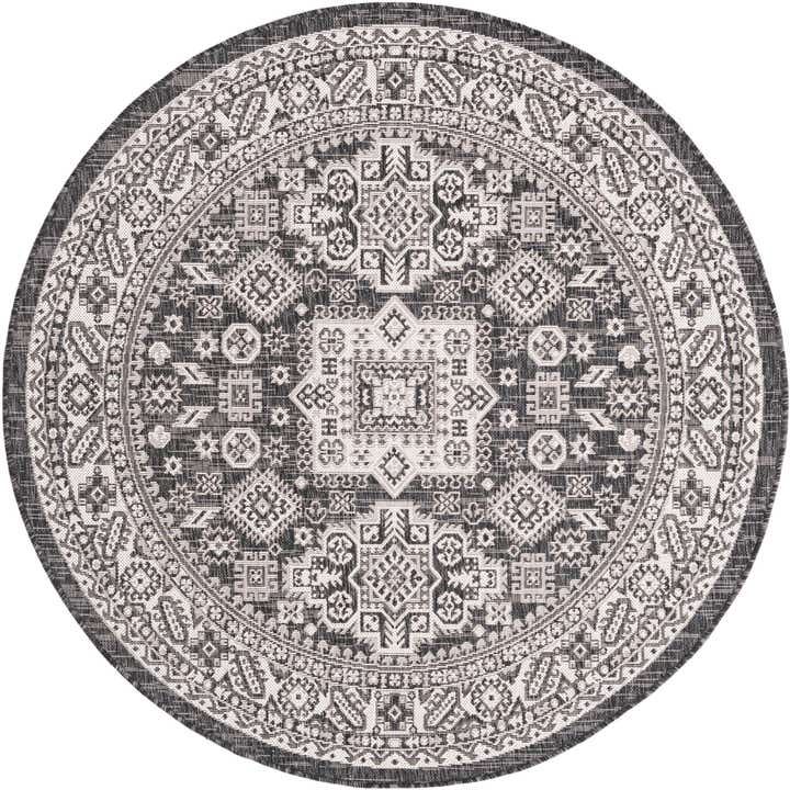5' 3 x 5' 3 Easy-Clean Aztec Indoor / Outdoor Round Rug