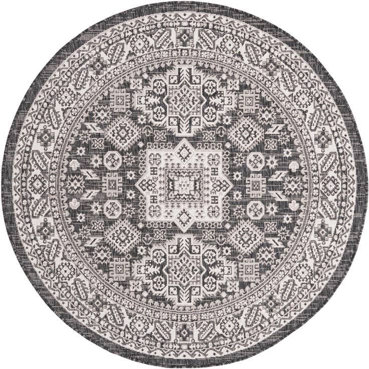 Detail image of 5' 3 x 5' 3 Easy-Clean Aztec Indoor / Outdoor Round Rug