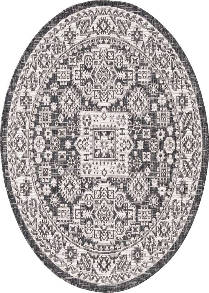 4' x 4' Easy-Clean Aztec Indoor / Outdoor Round Rug