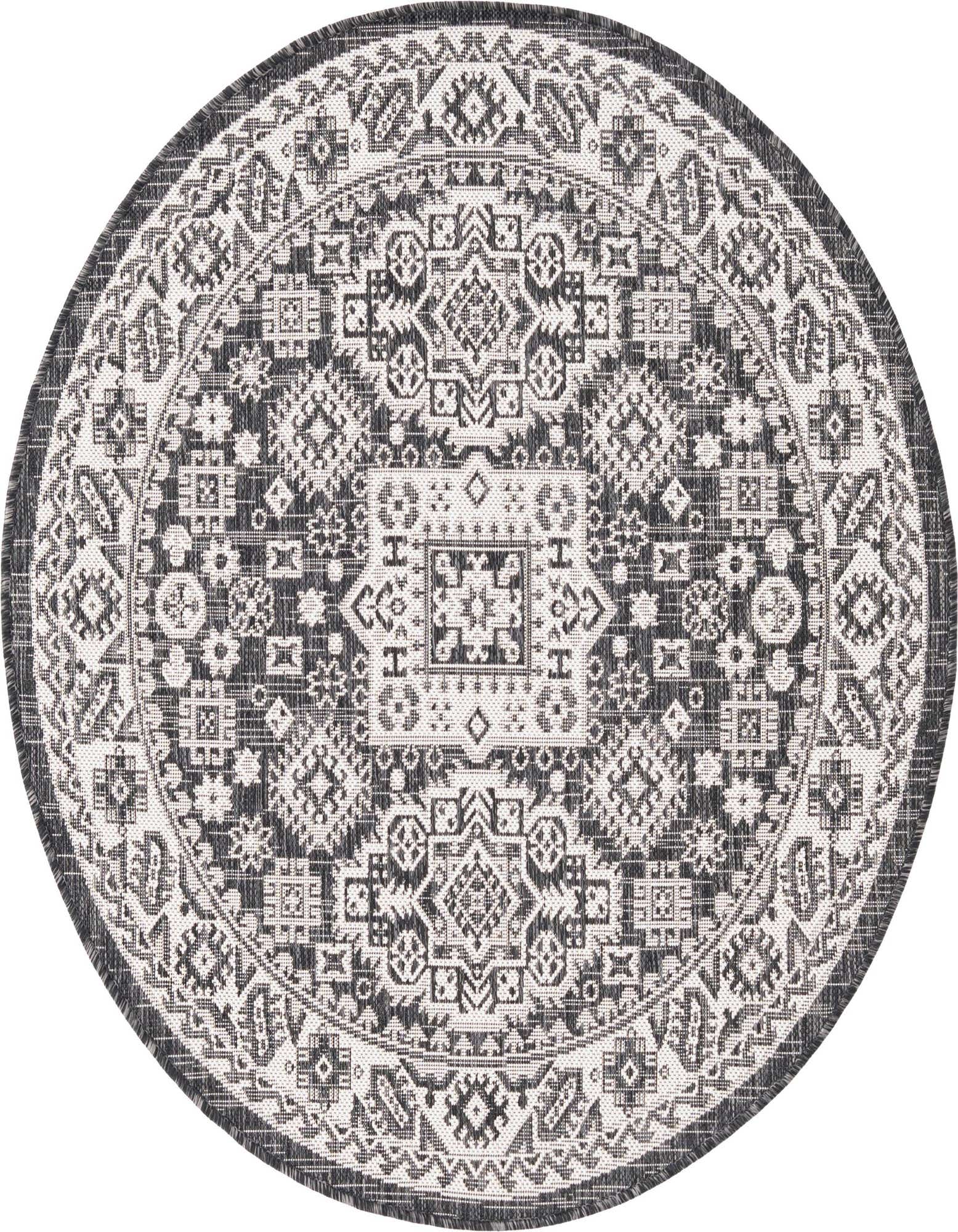 4' x 4' Easy-Clean Aztec Indoor / Outdoor Round Rug