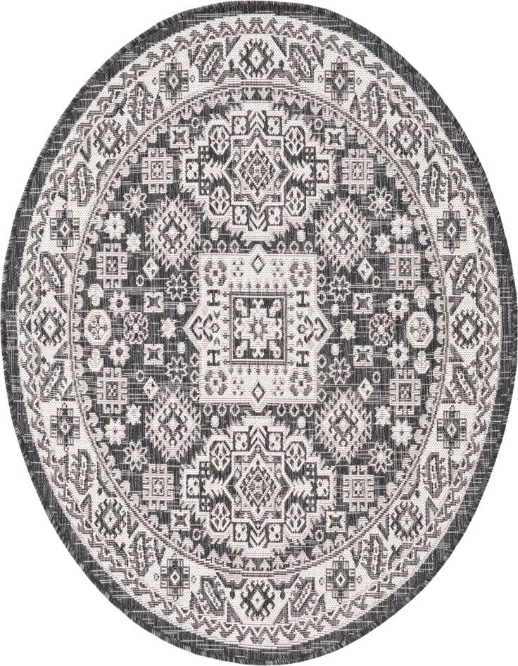 Detail image of 4' x 4' Easy-Clean Aztec Indoor / Outdoor Round Rug
