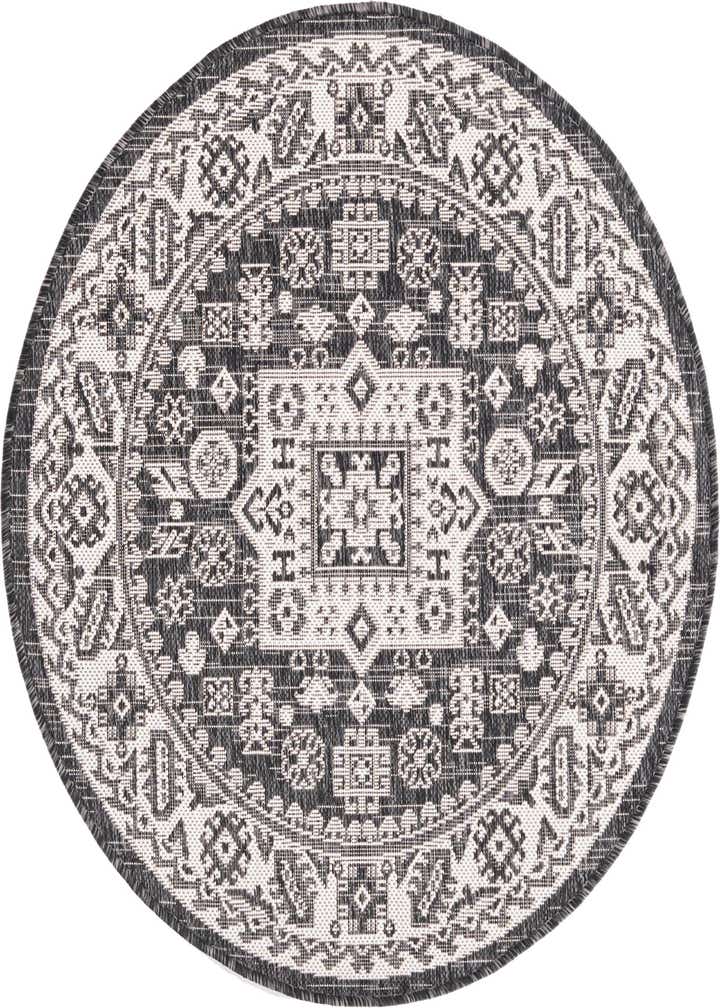 3' x 3' Easy-Clean Aztec Indoor / Outdoor Round Rug