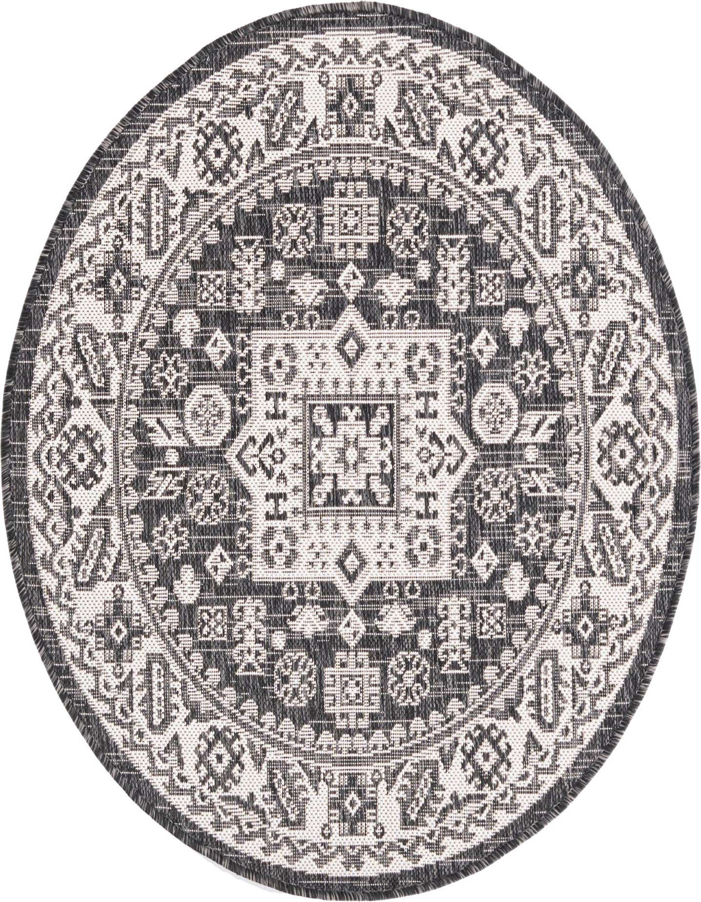 3' x 3' Easy-Clean Aztec Indoor / Outdoor Round Rug