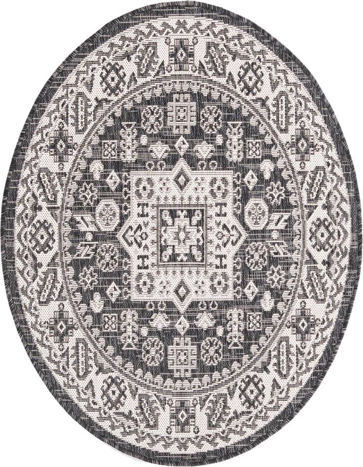 Detail image of 3' x 3' Easy-Clean Aztec Indoor / Outdoor Round Rug