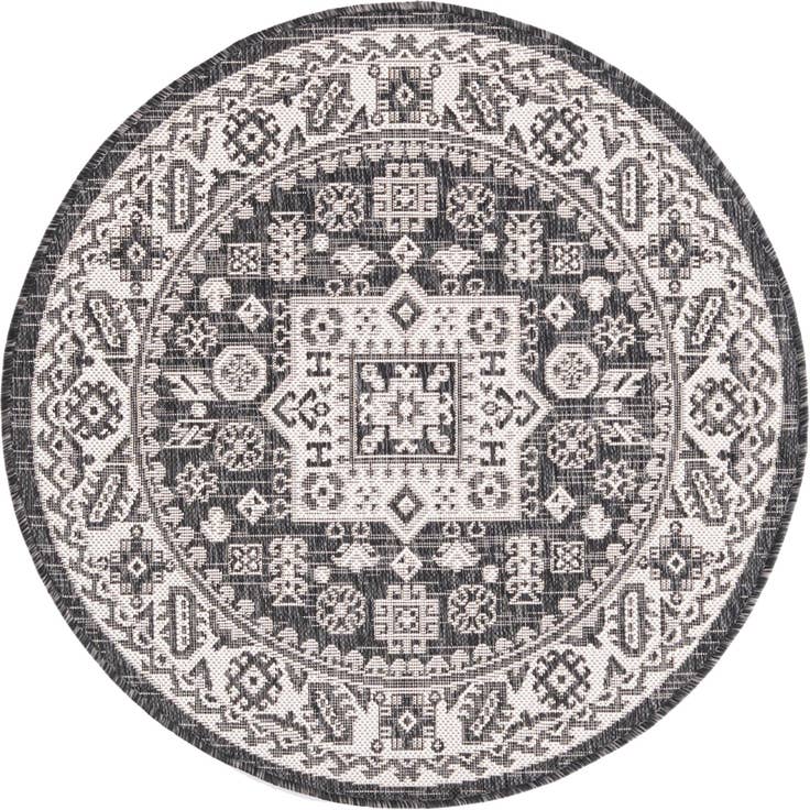 Detail image of 3' x 3' Easy-Clean Aztec Indoor / Outdoor Round Rug
