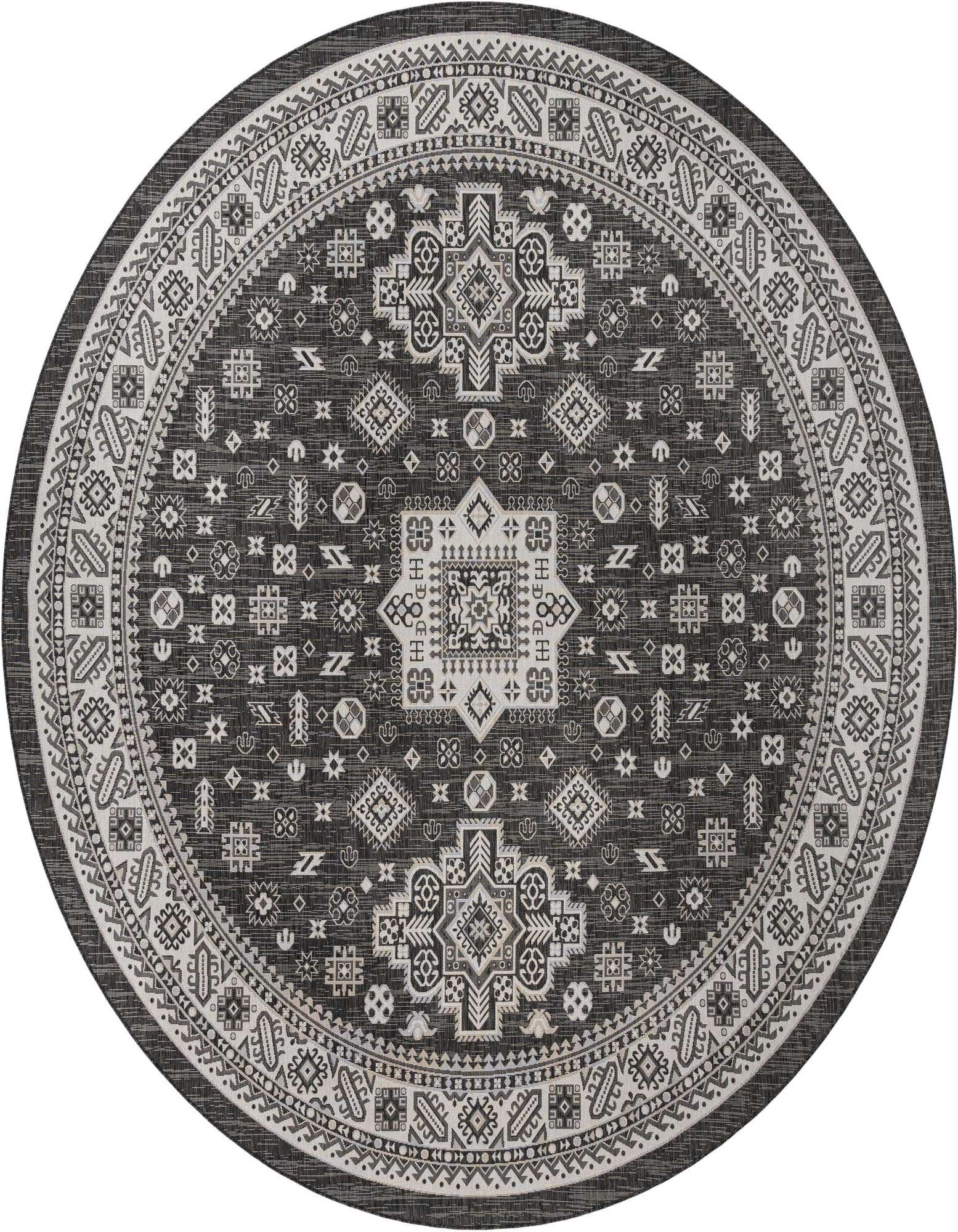 13' x 13' Easy-Clean Aztec Indoor / Outdoor Round Rug