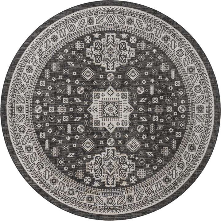 13' x 13' Easy-Clean Aztec Indoor / Outdoor Round Rug