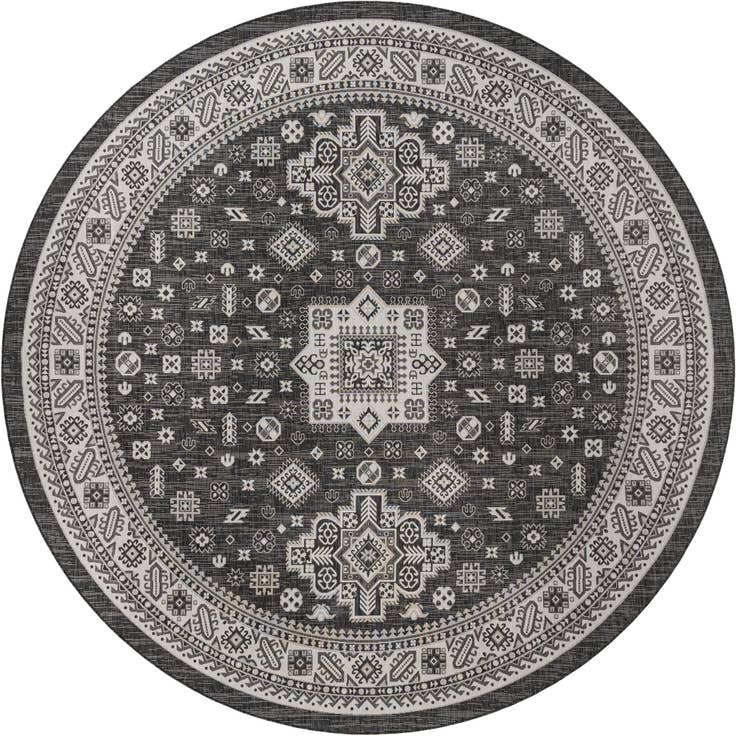 Detail image of 13' x 13' Easy-Clean Aztec Indoor / Outdoor Round Rug