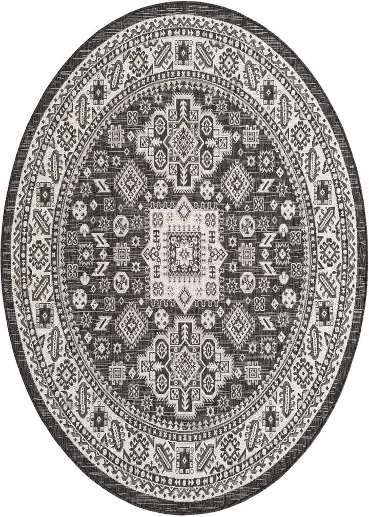 6' x 6' Easy-Clean Aztec Indoor / Outdoor Round Rug