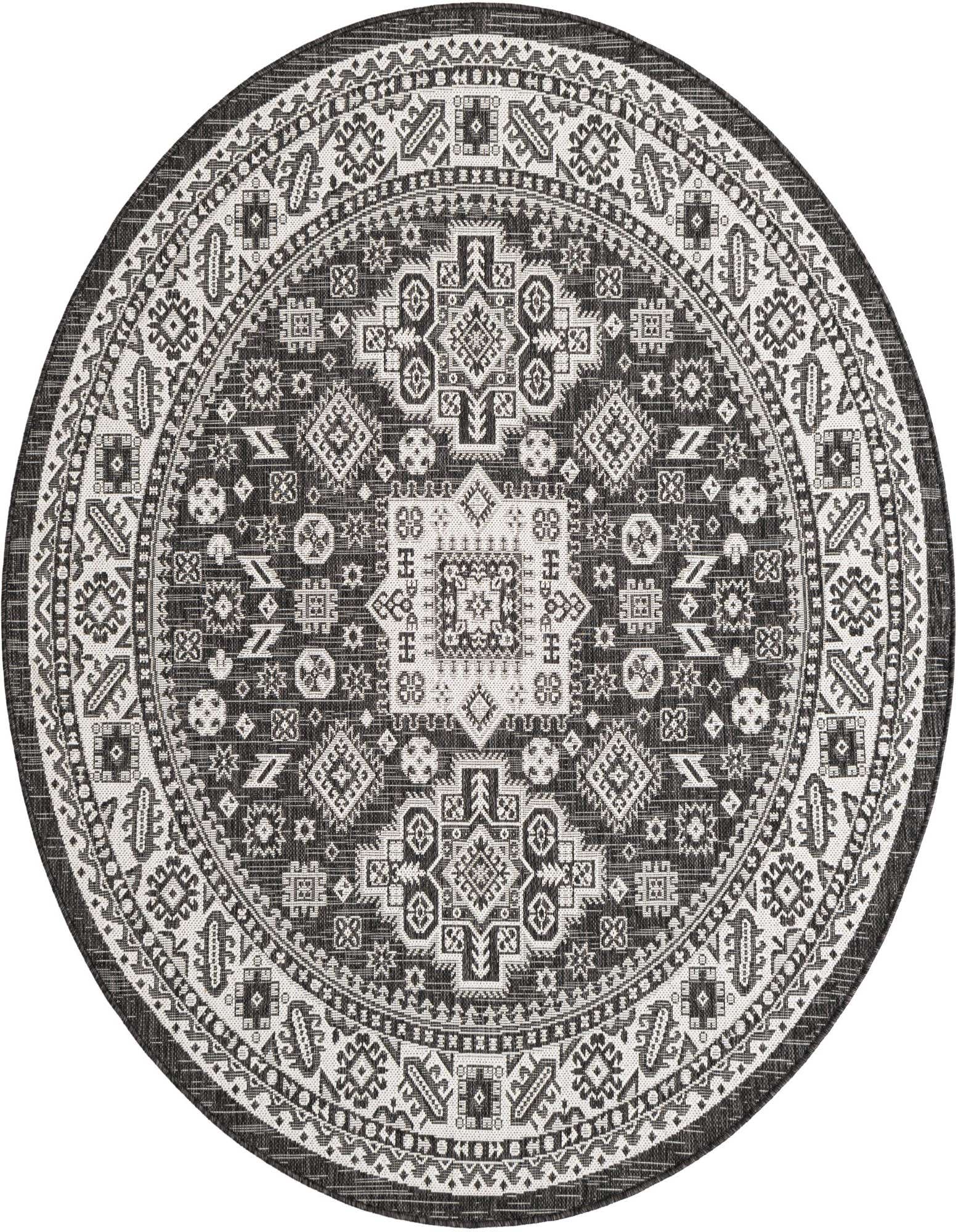 6' x 6' Easy-Clean Aztec Indoor / Outdoor Round Rug