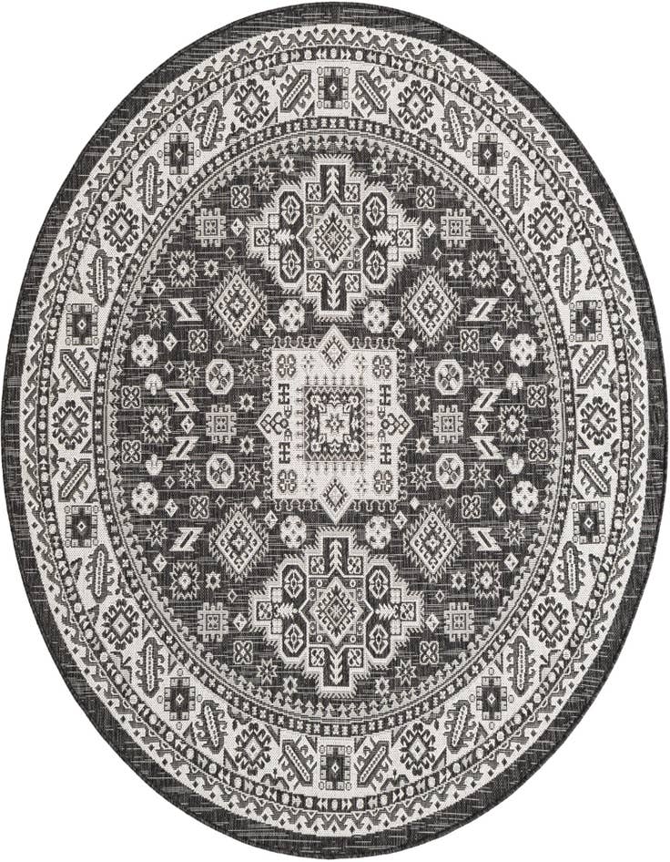 Detail image of 6' x 6' Easy-Clean Aztec Indoor / Outdoor Round Rug