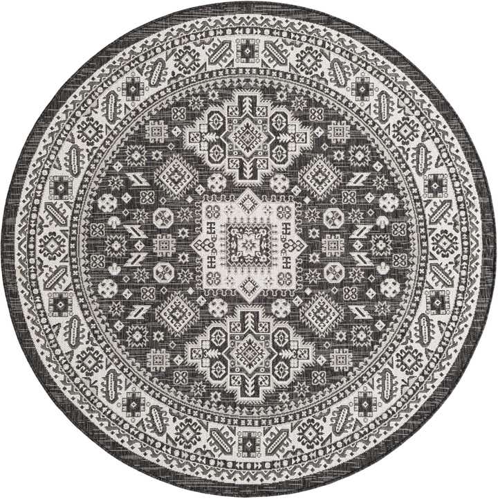6' x 6' Easy-Clean Aztec Indoor / Outdoor Round Rug
