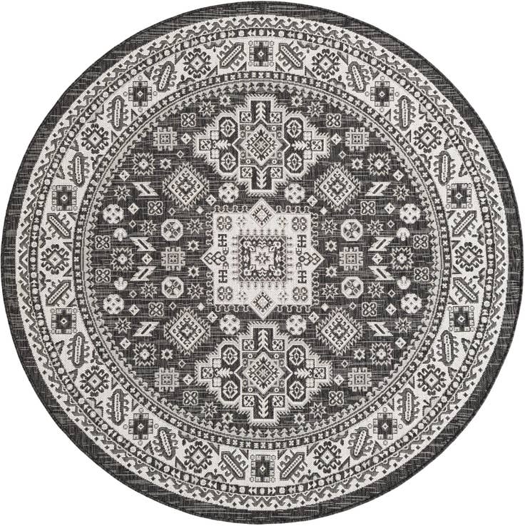 Detail image of 6' x 6' Easy-Clean Aztec Indoor / Outdoor Round Rug
