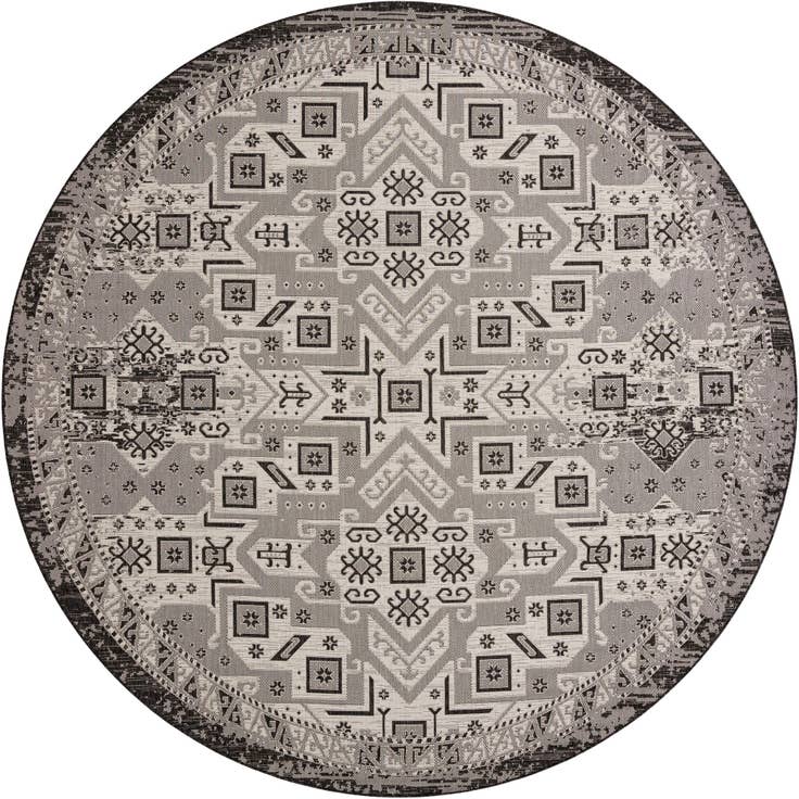 Detail image of 12' x 12' Easy-Clean Aztec Indoor / Outdoor Round Rug