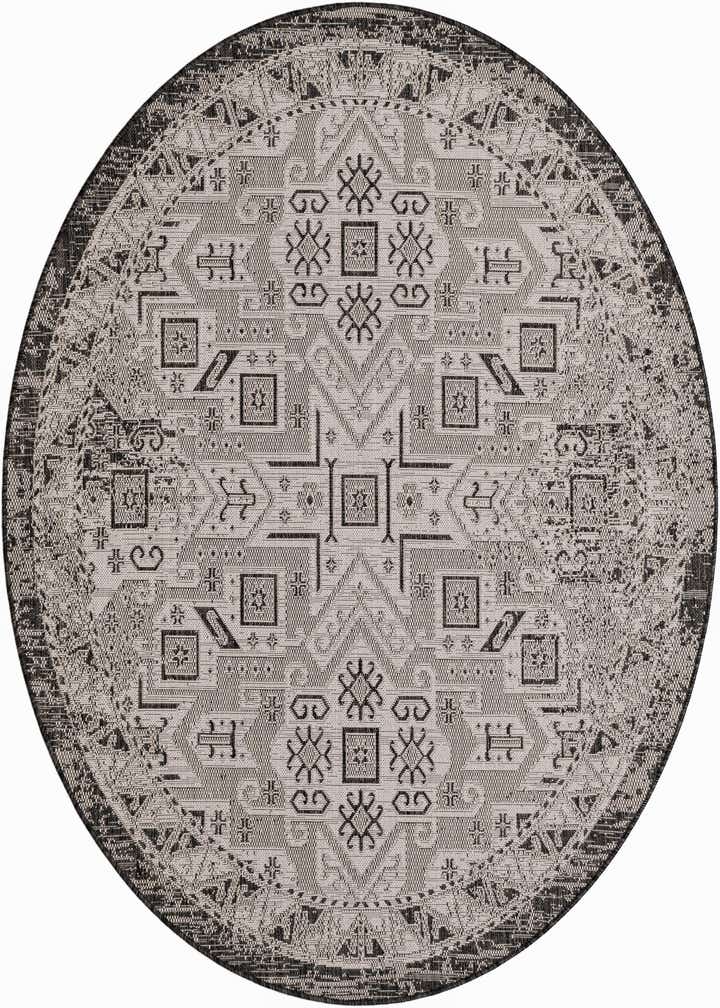 6' x 6' Easy-Clean Aztec Indoor / Outdoor Round Rug
