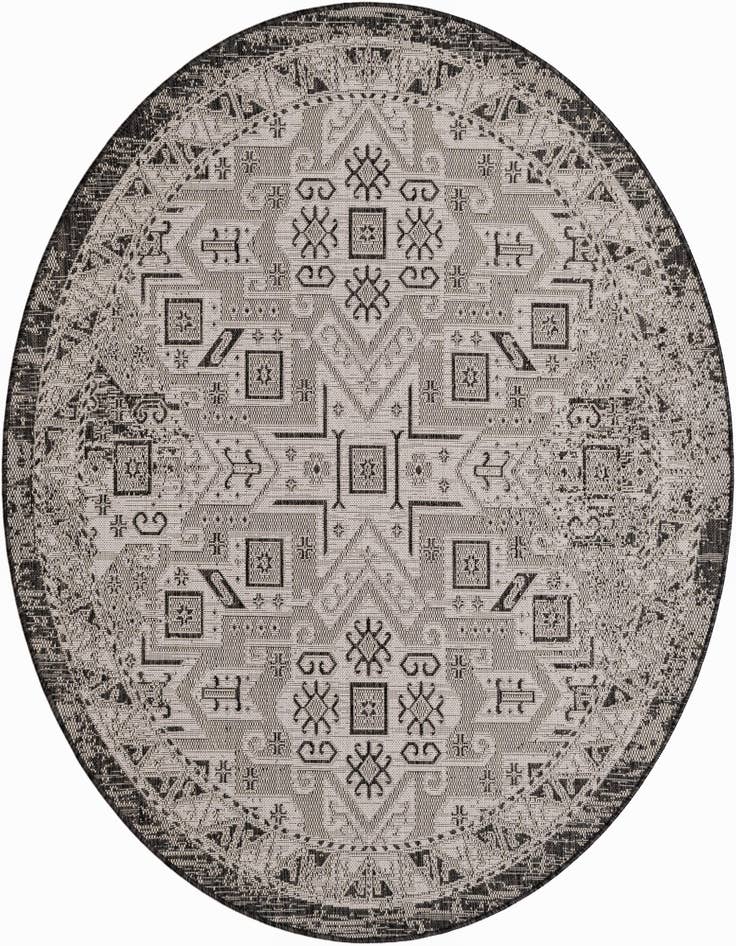 Detail image of 6' x 6' Easy-Clean Aztec Indoor / Outdoor Round Rug